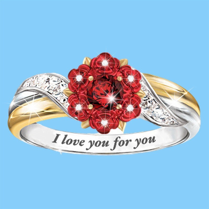 Rose Diamond Lettering I Love You Ring