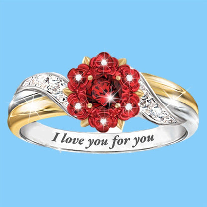 Rose Diamond Lettering I Love You Ring