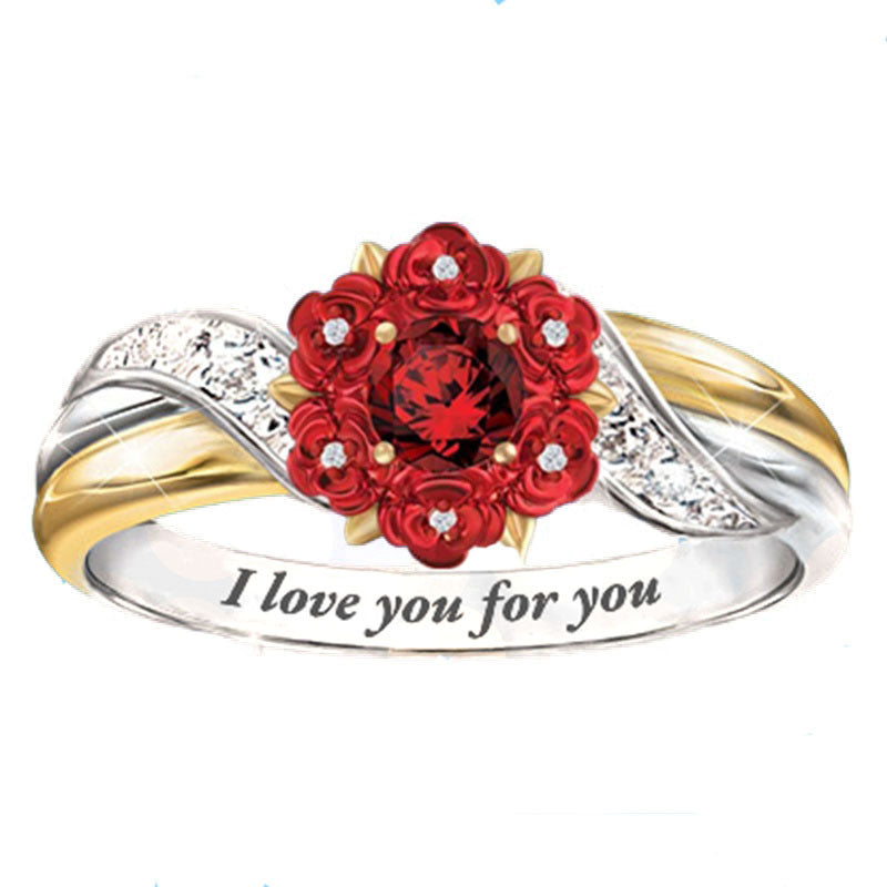 Rose Diamond Lettering I Love You Ring