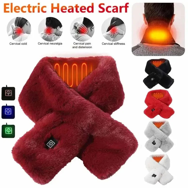 Bufanda calefactora eléctrica USB para cuello, almohadilla térmica para aliviar el dolor, control de temperatura de tres velocidades, calentador de cuello para mujeres y hombres.